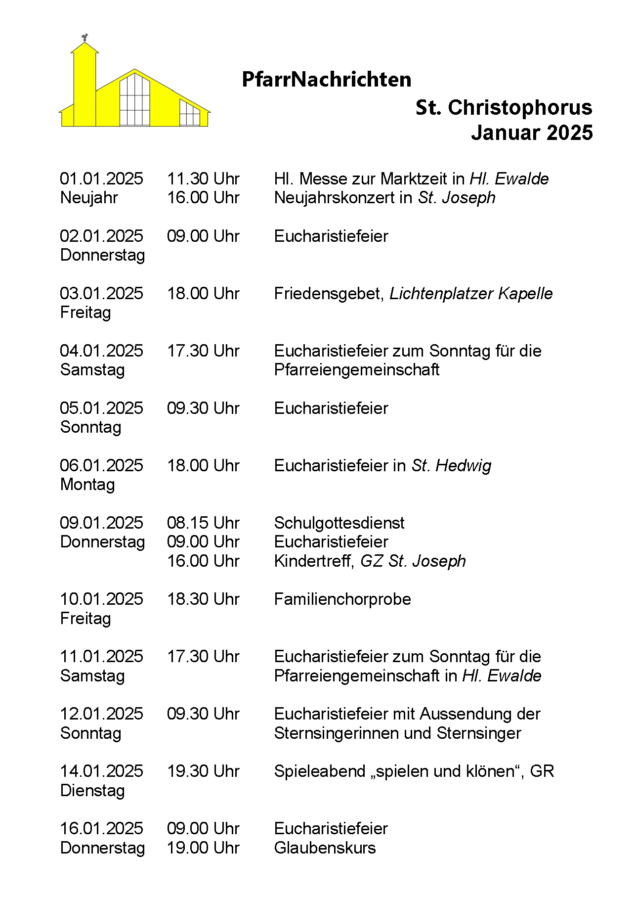 aktuelle Pfarrnachrichten - Seite 1